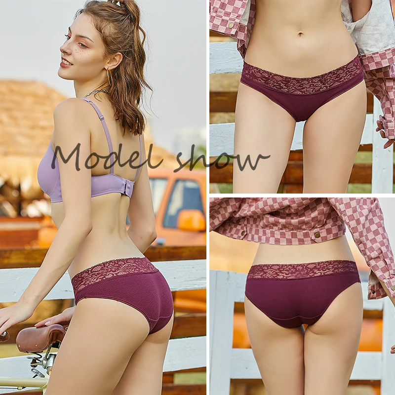 1 pc Cotton Lace Briefs Sexy Low Waist Panties Women Splicing Lace Underwear S-XL Ladies Comfortable Underpants Soft Panty 2023