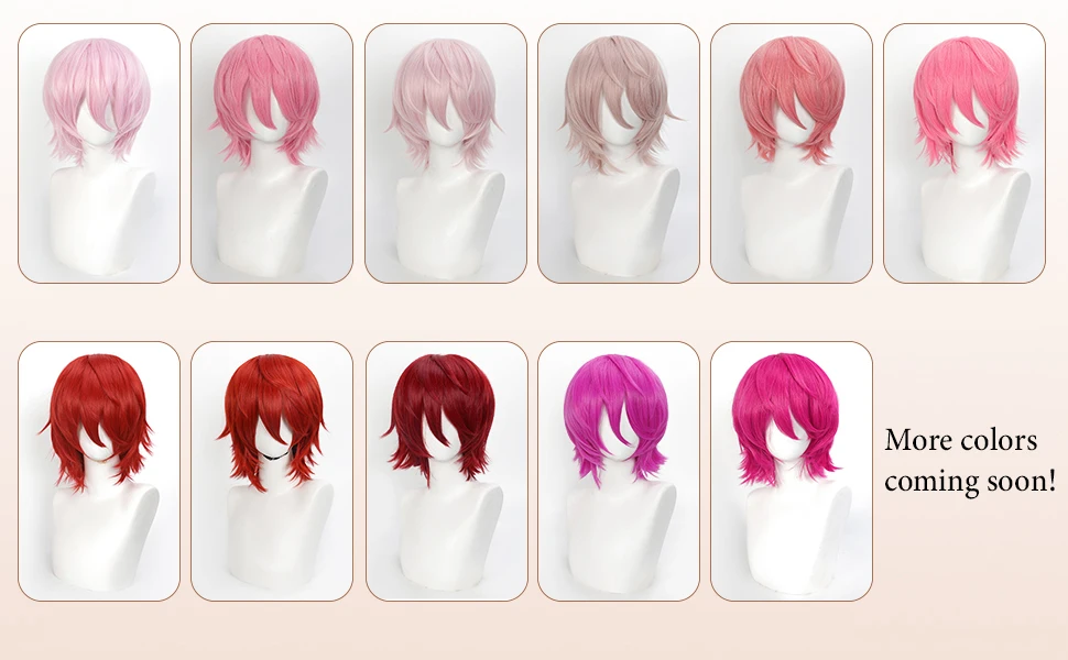 Cosplay-Perücken, Unisex-Anime-Perücke, 12 cm, kurze Haare, universelle Kostüm-Synthetikperücke mit Pony + Kappe, für Partys, Festivals – Detail 5