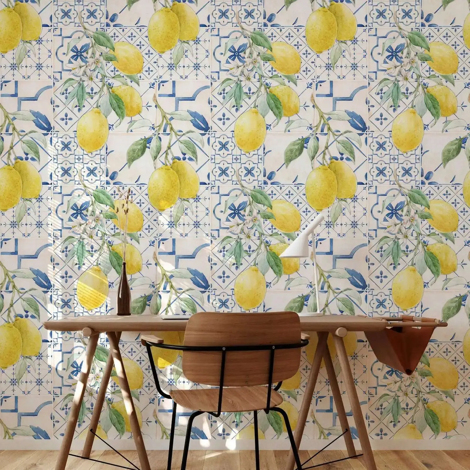 ورق جدران قابل للتقشير واللصق بألوان مائية، جدارية جدارية بنمط البلاط السيلياني للديكور المنزلي، ورق ذاتي اللصق أو تقليدي #4