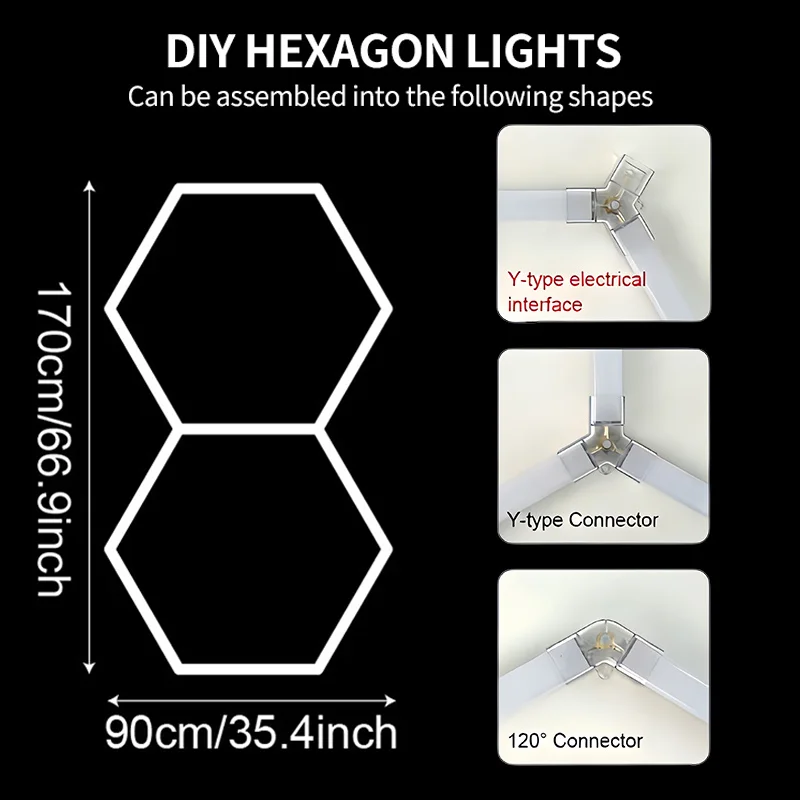 Garagen-Hexagon-LED-Leuchte 50000H Hexagon-LED-Deckenleuchte Superhell 6500K Garagenbeleuchtung für Zuhause, Fitnessraum, Friseursalon, Autodetailing, Bar, Keller, Werkstatt-Deckenbeleuchtung