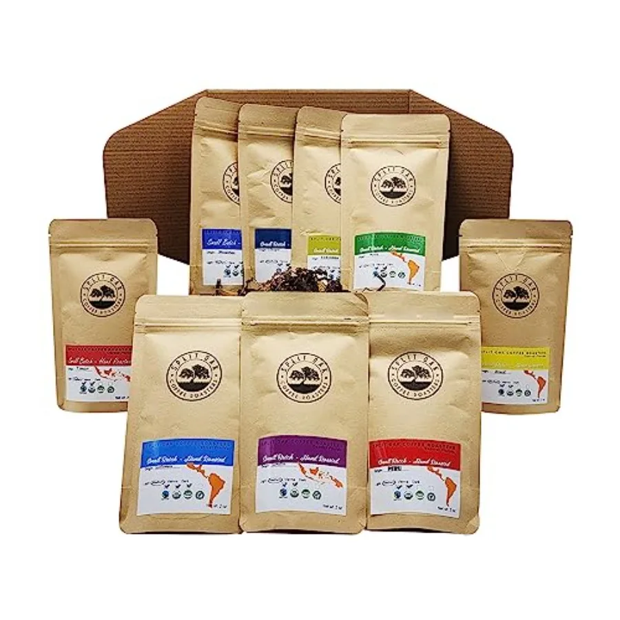 

Gourmet Gift Box Whole Bean Variety Pack Gift Box, 9 Medium Roast Coffees from Around the World Global Tasting Collection, 2oz