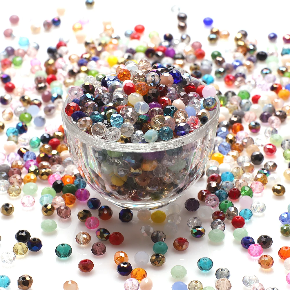 4 6 8 مللي متر مختلط كريستال زجاج Rondelle الأوجه فاصل فضفاض الخرز المستديرة DIY بها بنفسك صنع قلادة سوار E مجوهرات اكسسوارات #1