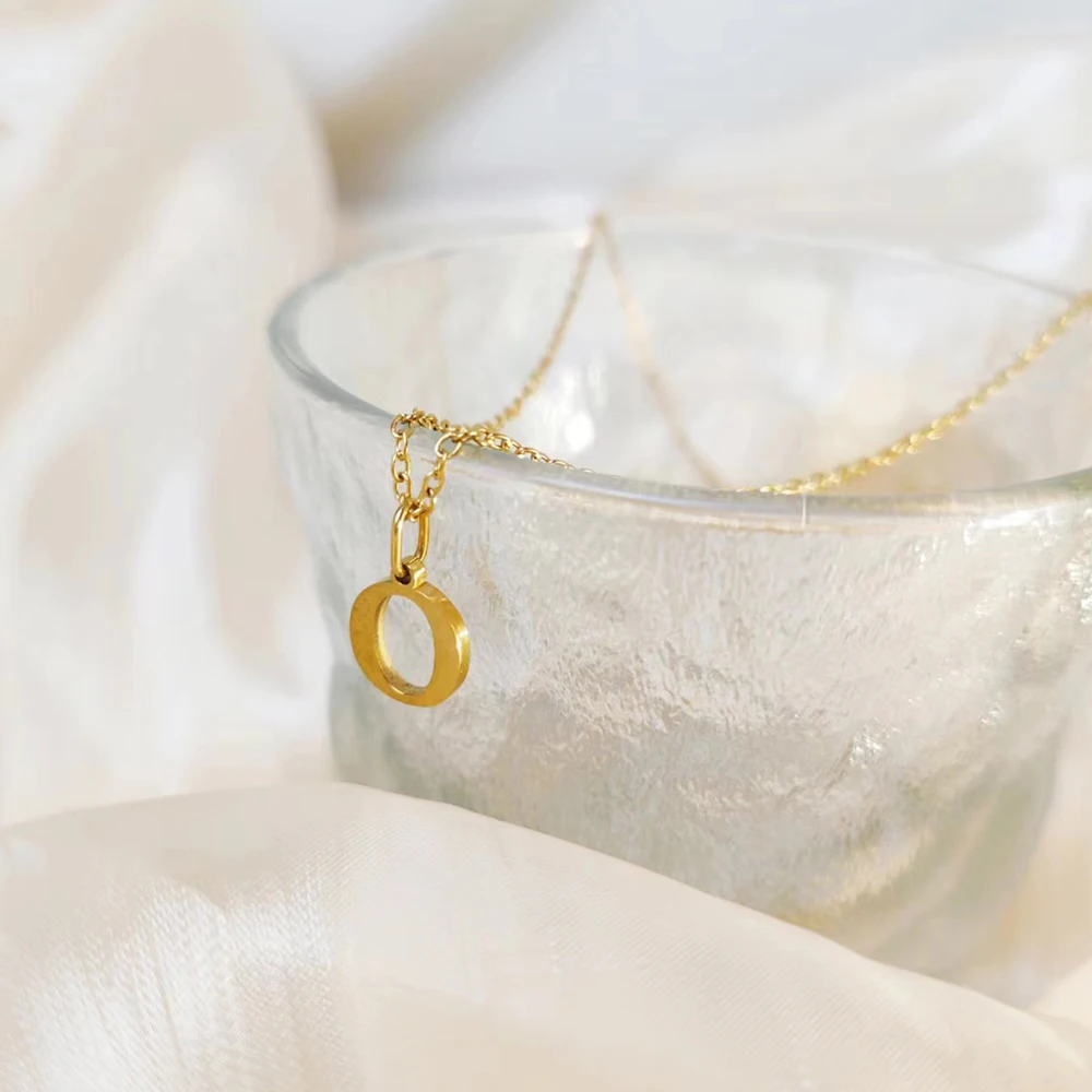 eManco Initial Necklace O Chain Stainless Steel Name Necklace DIY Alphabet Accessories A-Z