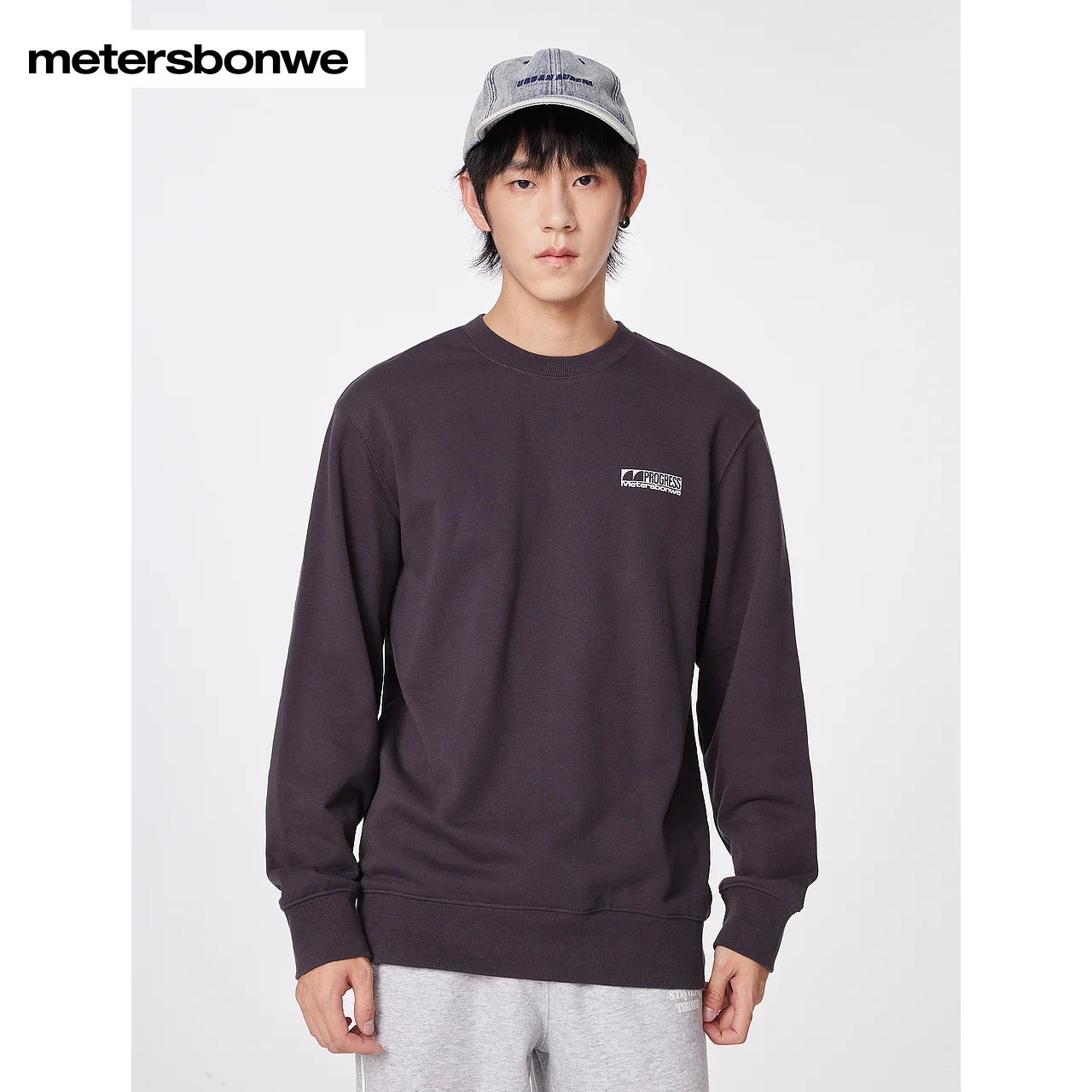 Metersbonwe-Men Women's Crewneck Jumper Printed Sweatshirt Loose Casual Trendy Pullover Couples Autumn Winter