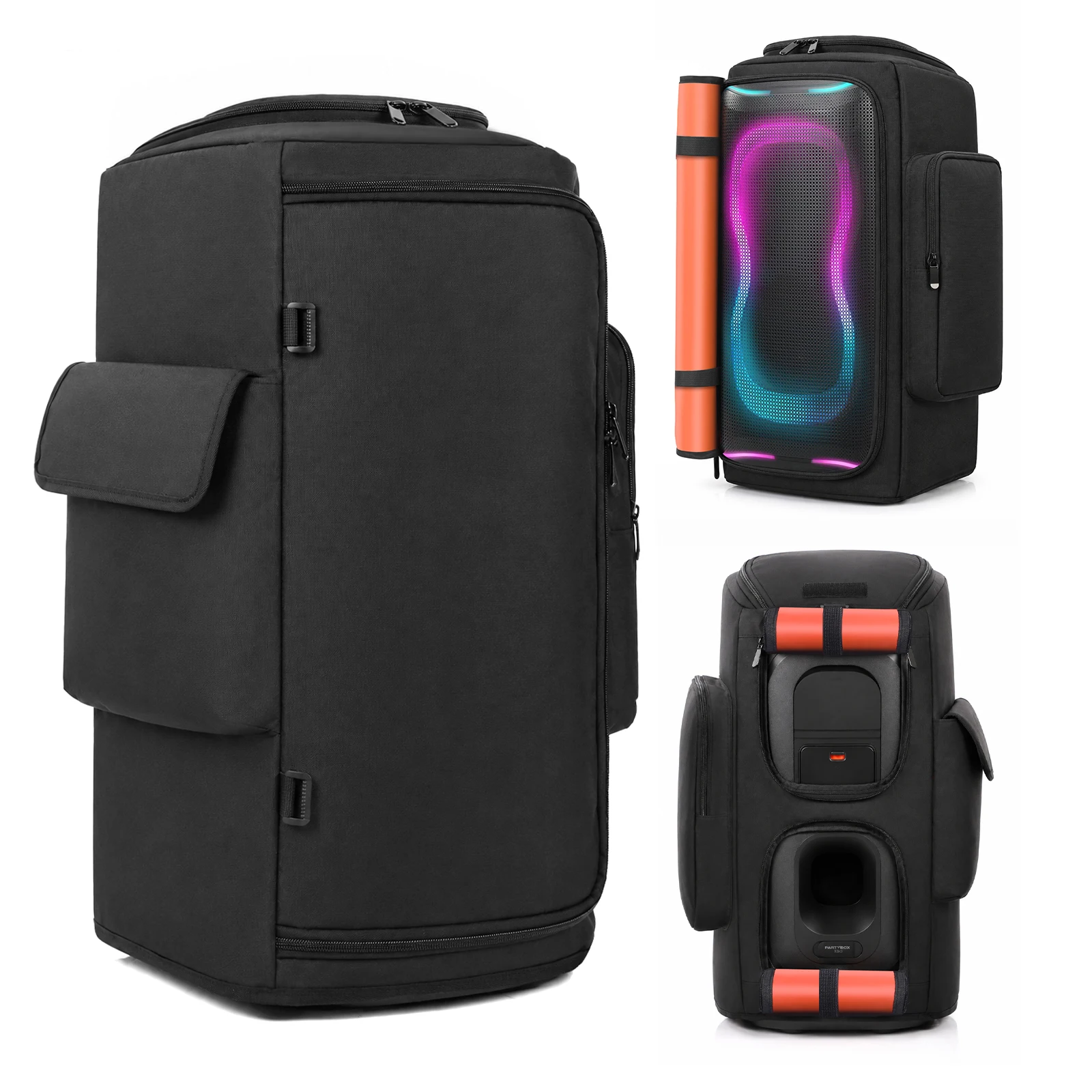 Speaker Protective Cover for PARTYBOX 130 Waterproof Rear Zipper Mic Compartment Pockets Bag