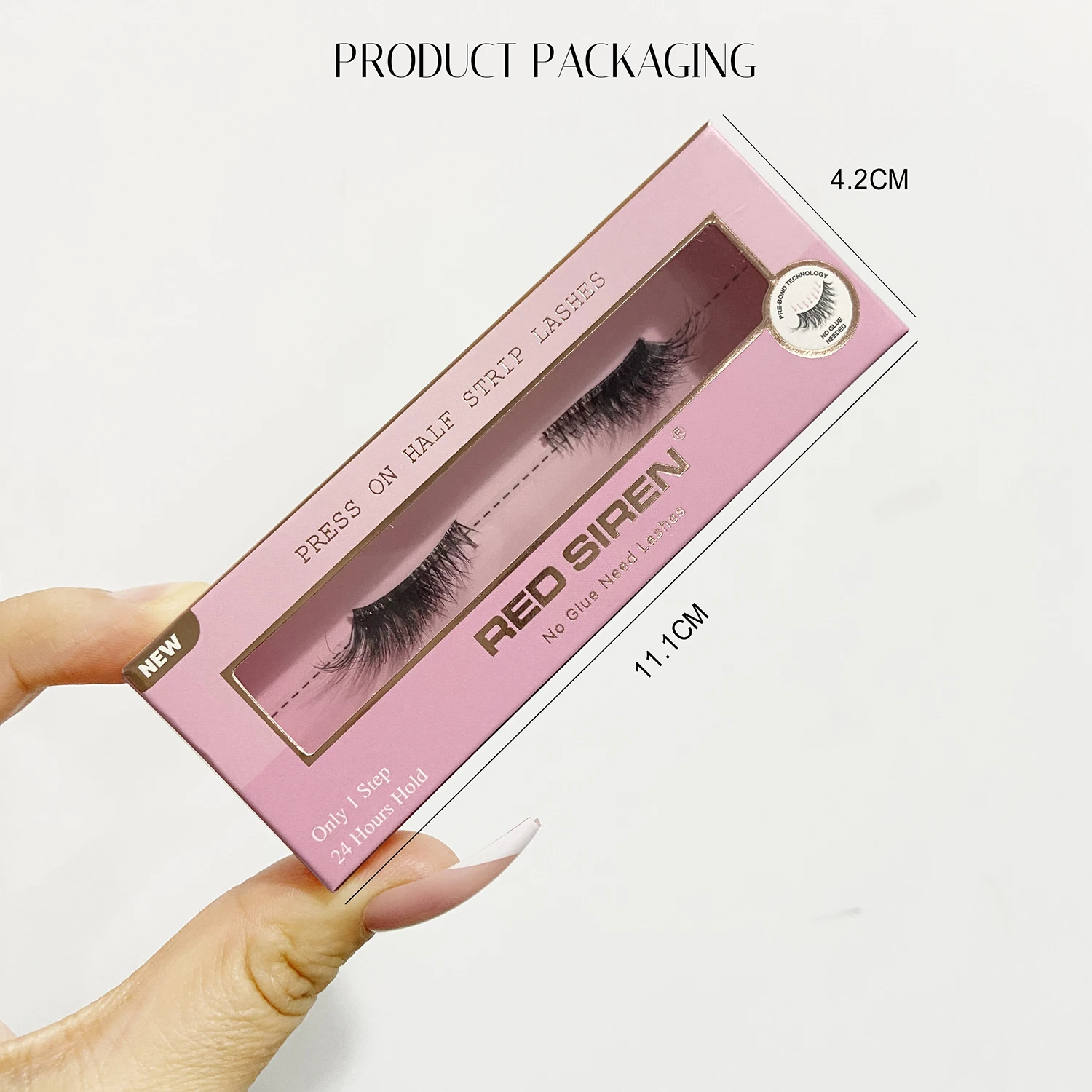 接着剤不要のつけまつげ、手作りの透明バンド、セルフ接着式ハーフまつげ、新登場、長持ちするソフトなフェイクミンクつけまつげ、卸売業者