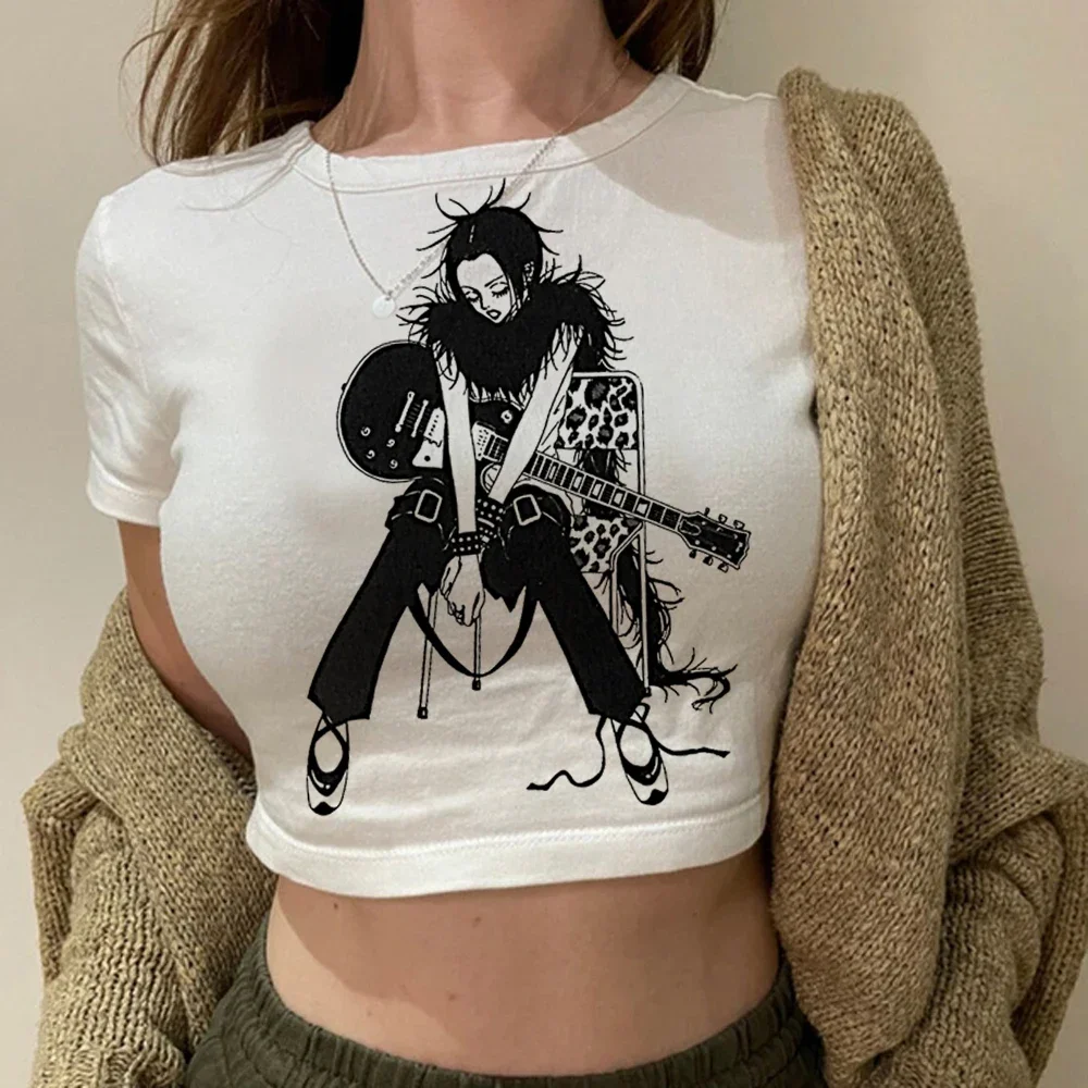 Camiseta recortada de verano Nana Anime Kawaii de dibujos animados para mujercamiseta estética Harajuku Corp camiseta