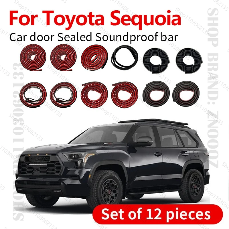 

For Toyota Sequoia Car Door Seal Strip Rubber Double Layer Sealing Protector Soundproof Strip Dustproof Seal Strip 12 PCS Set