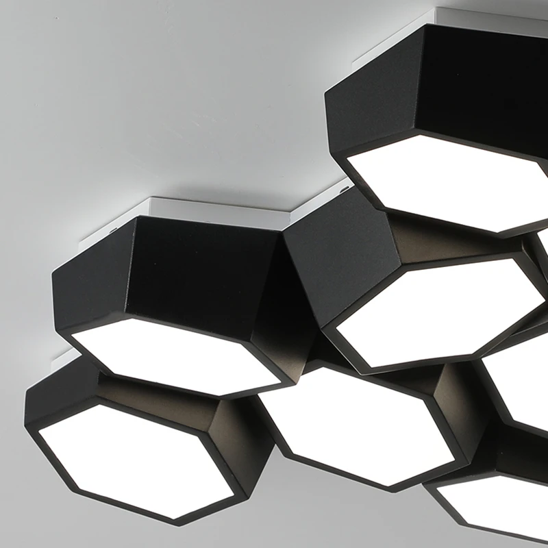 Imagem -06 - Geometria Moderna Led Combinação de Luz Teto Arte Criativa Lâmpadas Interiores para Sala Estar Quarto Preto Branco Lâmpada Montada no Teto