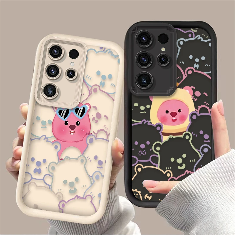 Cute Colorful L-Loopy Case for Samsung Galaxy S25 S24 S23 Ultra S22 S21 Plus FE 5G A54 A34 A14 A73 A53 A33 5G Silicone PC Cover