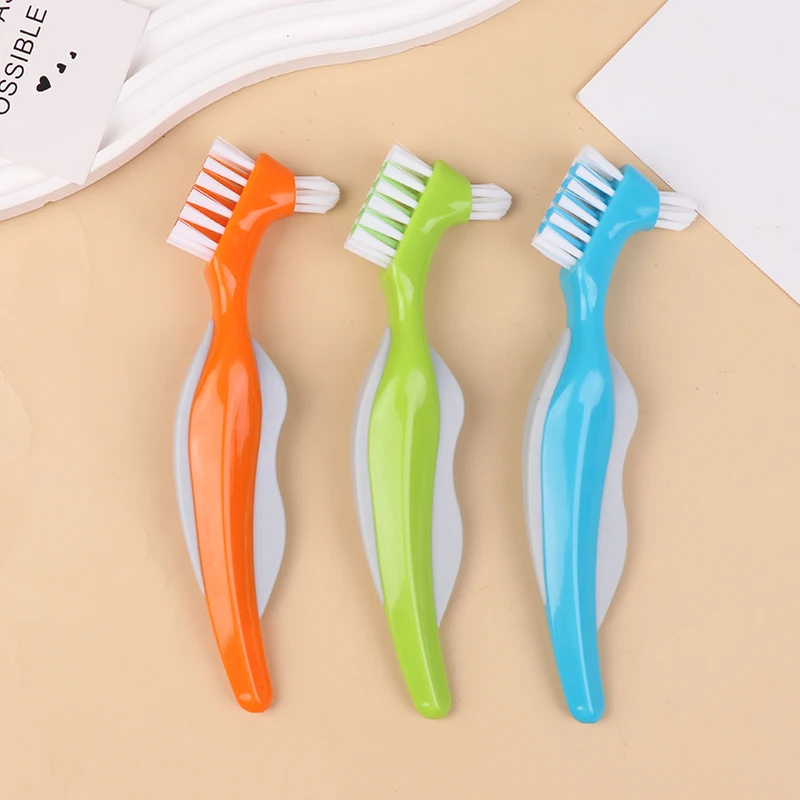 Denture Cleaning Brush Dual Heads Gum Cleaner For Men Women Multi-Layered Bristles False Teeth Brush Oral Cleaning Tools