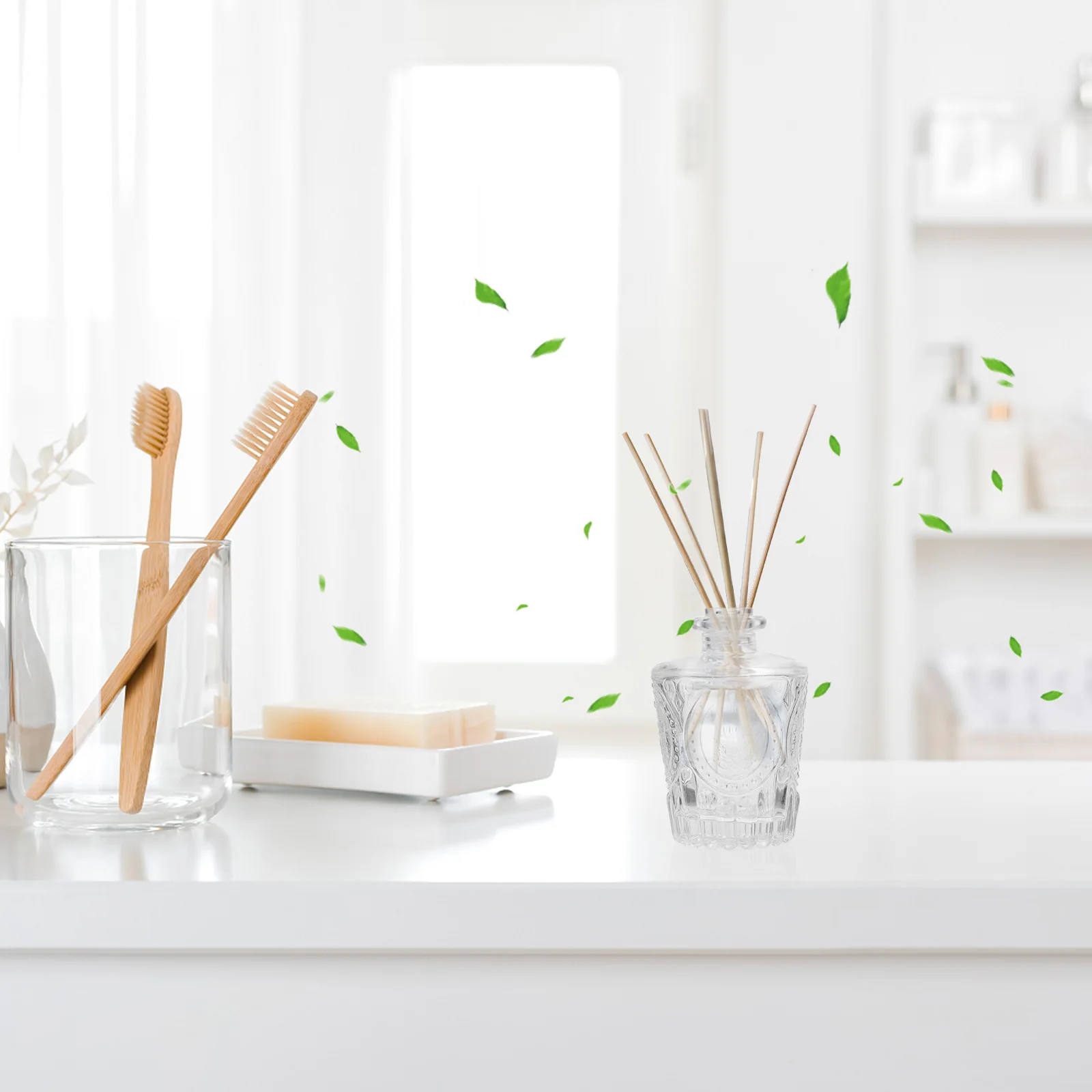 

2Pcs Aroma Bottles Glass Essential Oil Bottles Carved Design Home Diffuser Bottle Aromatherapy Storage Bottle Refillable