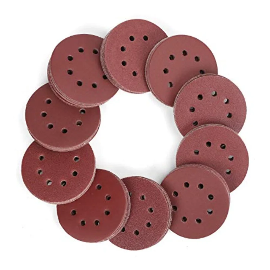 150-piece Sanding Discs Set - 5-Inch 8-Hole Sandpaper 10 Grades Include 60, 80, 100, 120, 150, 180, 240, 320, 400, 600 Grits fo