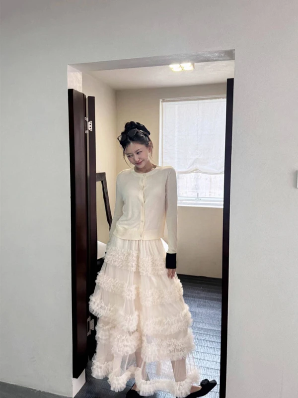 Summer New High Waist Loose Mesh Puffy Half Skirt Women's Style Layered Cake Skirt Princess Wind Korean Brand Standard Fit
