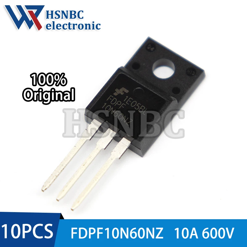 10PCS FDPF10N60NZ 10N60NZ FDPF10N60 10N60 TO-220F 10A 600V N-Channel Power MOSFET Transistor 100% New Original