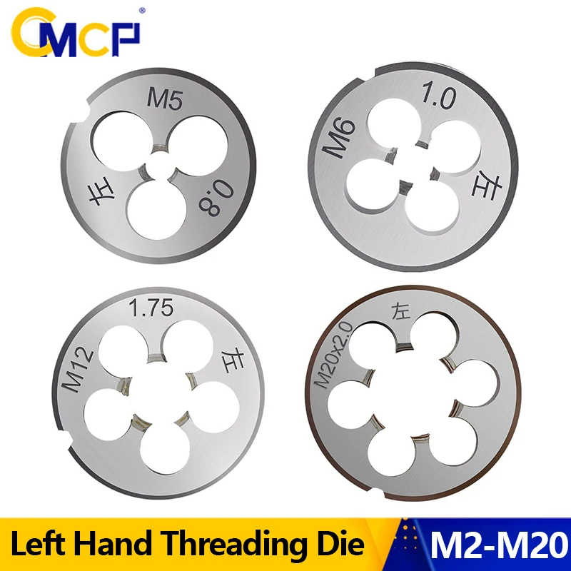 CMCP 1 Stück Linksgewinde-Schneideisen, metrisches Gewindeschneideisen M2 M3 M4 M5 M6 M7 M8 M10 M12 M14 M16 M18 M20, Metallgewinde-Handwerkzeug
