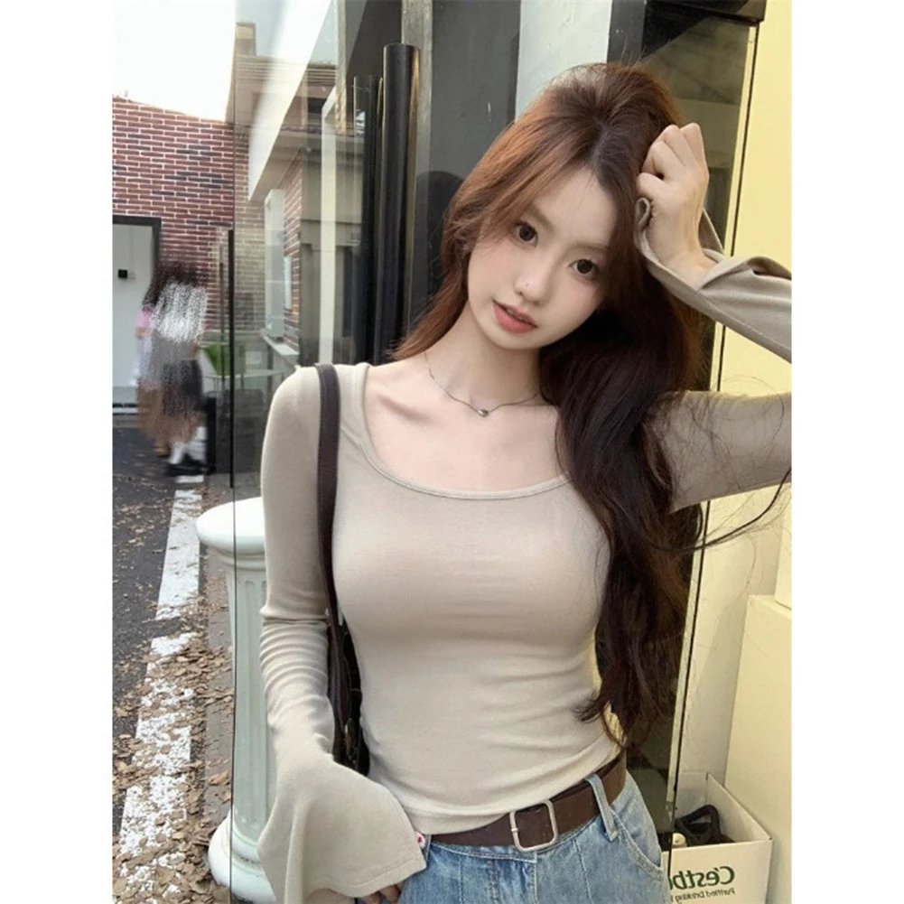 ฤดูใบไม้ร่วงชุดลําลองแขนยาวลําลองผู้หญิง \\\\\\\'s Top ความยืดหยุ่นปานกลางผ้าโพลีเอสเตอร์ความยาวปกติเสื้อผ้า