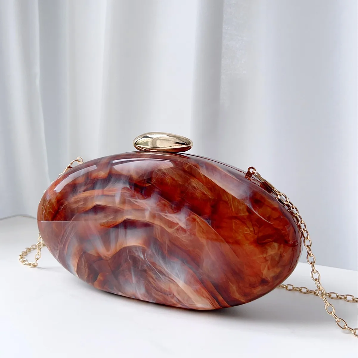 Women's bag 2026 new personalized oval shape acrylic bag ins Internet celebrity chain messenger box