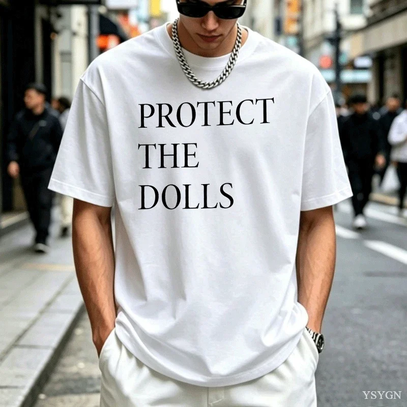Protect The Dolls T Shirt Men/Women Harajuku Aesthetic Letter Print T-Shirt Unisex High Quality Casual Cotton Tees Tops Clothes
