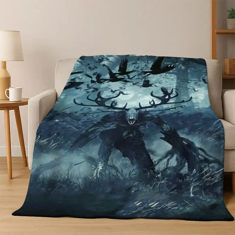 The W-Witcher Geralt Game Cartoon Flannel Blanket Soft Warm Blanket Throw Blanket for Bedroom Living Room Bed Travel Picnic