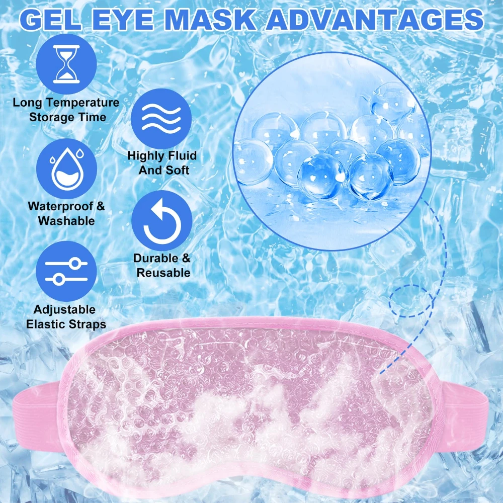 Cold Cooling Eye Mask, Reusable Hot Colder Therapy Gel Bead with Plush Backing for Puffiness Migraine Stress Relief Skin Care