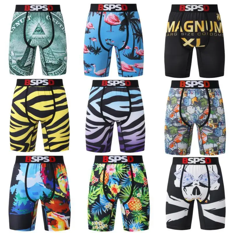 

Men Sports Boxers Underwear Underpants Sport Loops Print Ventilate Fashion Fitness