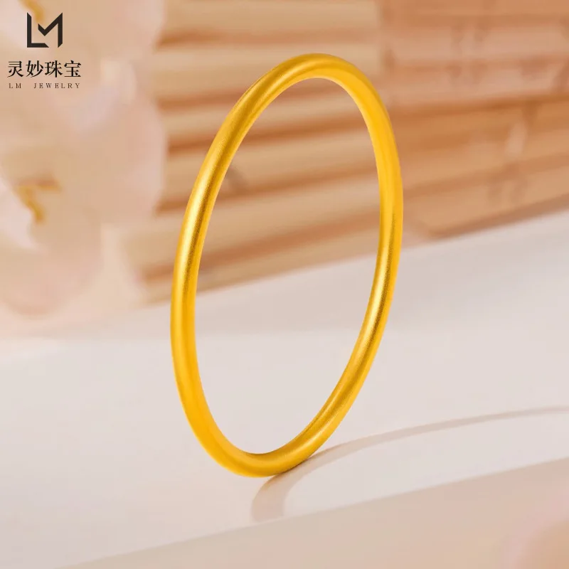 

9999 24K real gold luxury jewelry glossy solid circle bracelet closed ring bracelet temperament gift for girlfriend