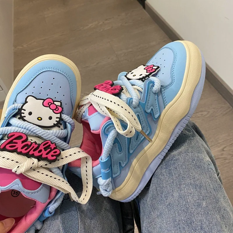 

Sanrios Anime Hello Kitty Dad Shoes Kawaii Comfortable Cartoon Anti Slip Board Shoes Spring Summer Cute Leisure Shoes Girl Gift