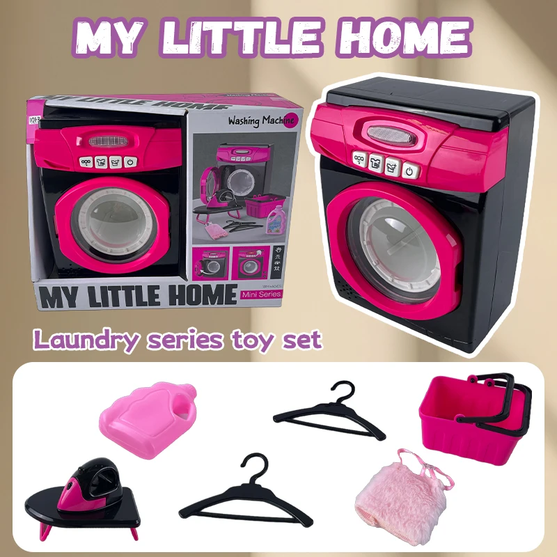 Set Mainan Mesin Cuci Pretend Play – Termasuk Keranjang Cucian, Deterjen, Setrika, Gantungan Baju, Kain & Lainnya – Permainan Peran Edukatif