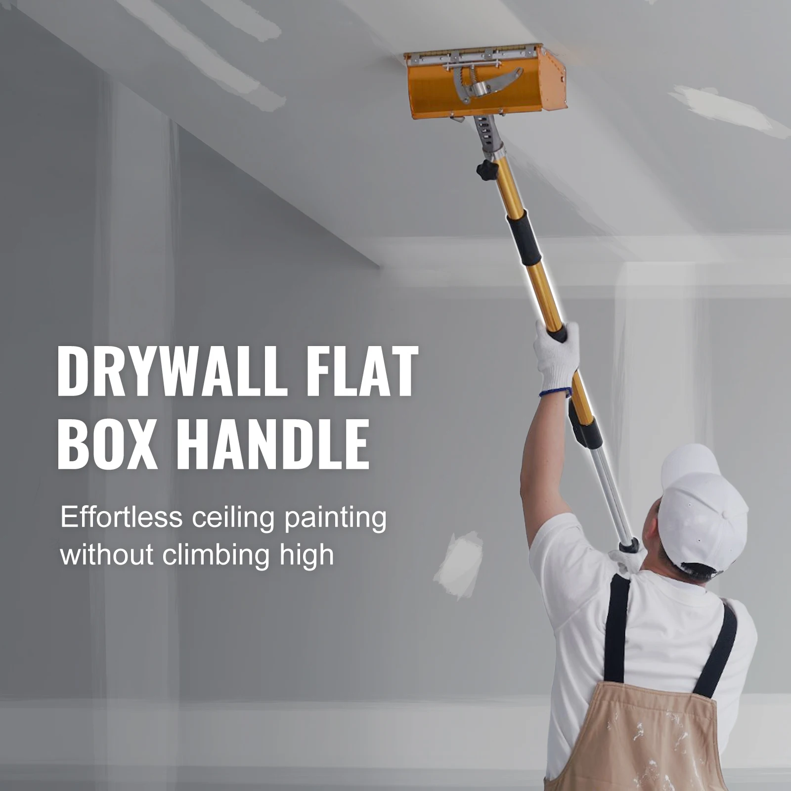 SucceBuy Drywall Flat Box Handle 40''-64'' Anodized Aluminum 5-Section Length Adjustable Non-Slip Grip Plasterboard Wallboard