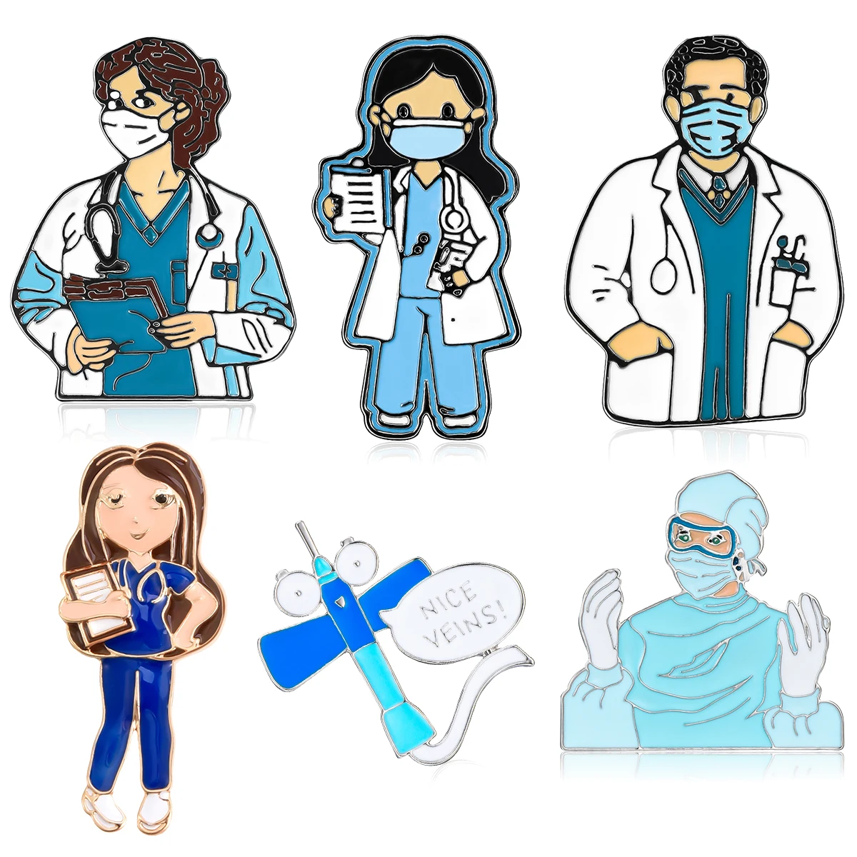 Harong Cute Nurse Doctor Enamel Pin Brooch Medical Nursing Lapel Lanyard Bag Jewelry for Women Men Friends Graduation Gift