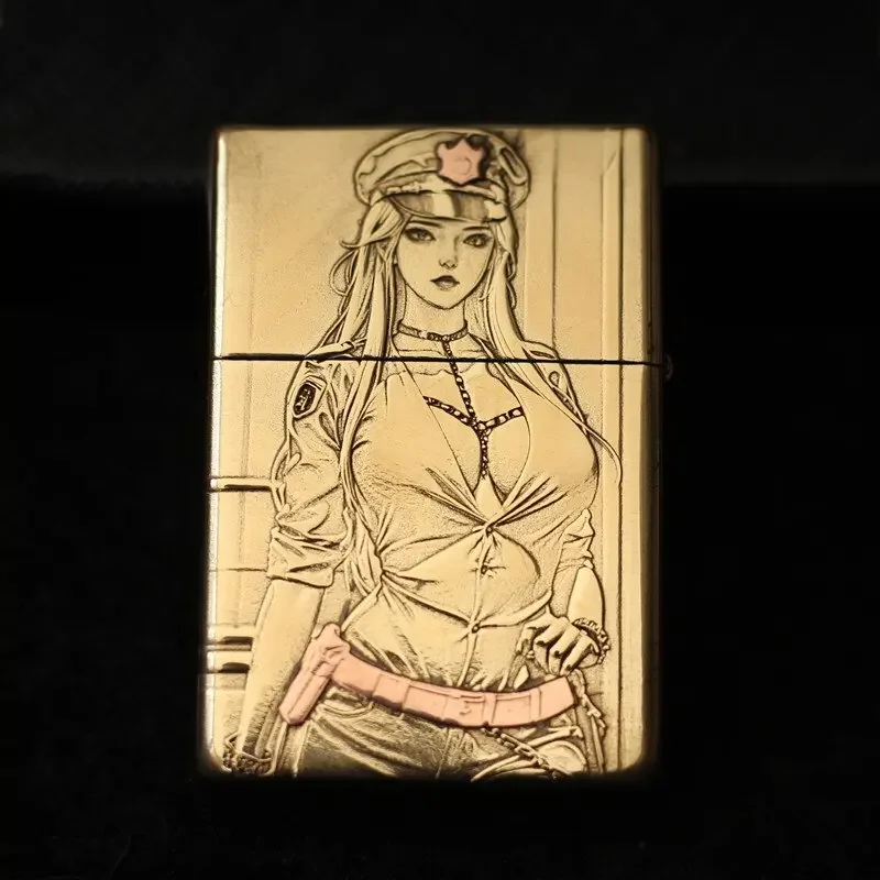 2027 ZORRO Windproof Kerosenes Lighter, Brass Armor, Beautiful Women Embossed Antique Figures , Men's Gift , Smoking Accessories