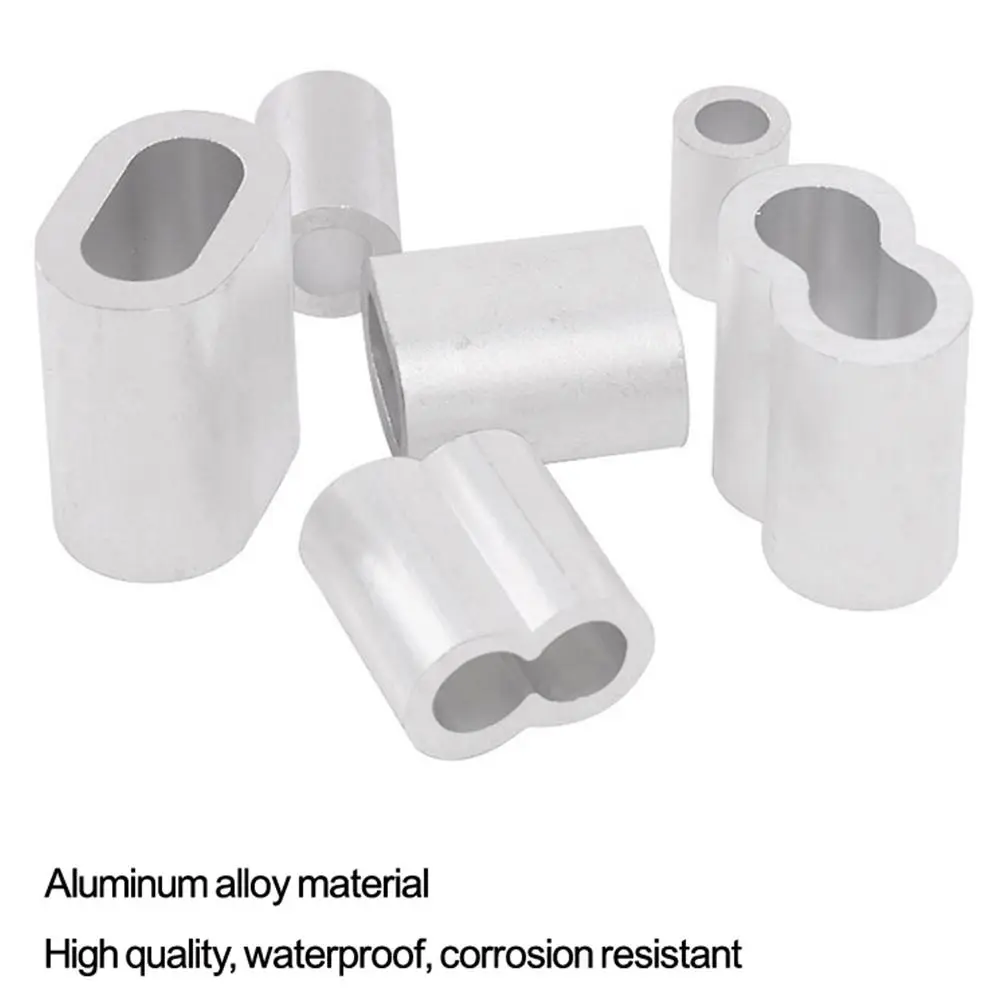 10-50Pcs 8-Shape M1 to M12 Crimp Sleeve Fixing Clip Hardware Cable Clip Double Hole Aluminum Wire Ferrules Steel Wire Rope