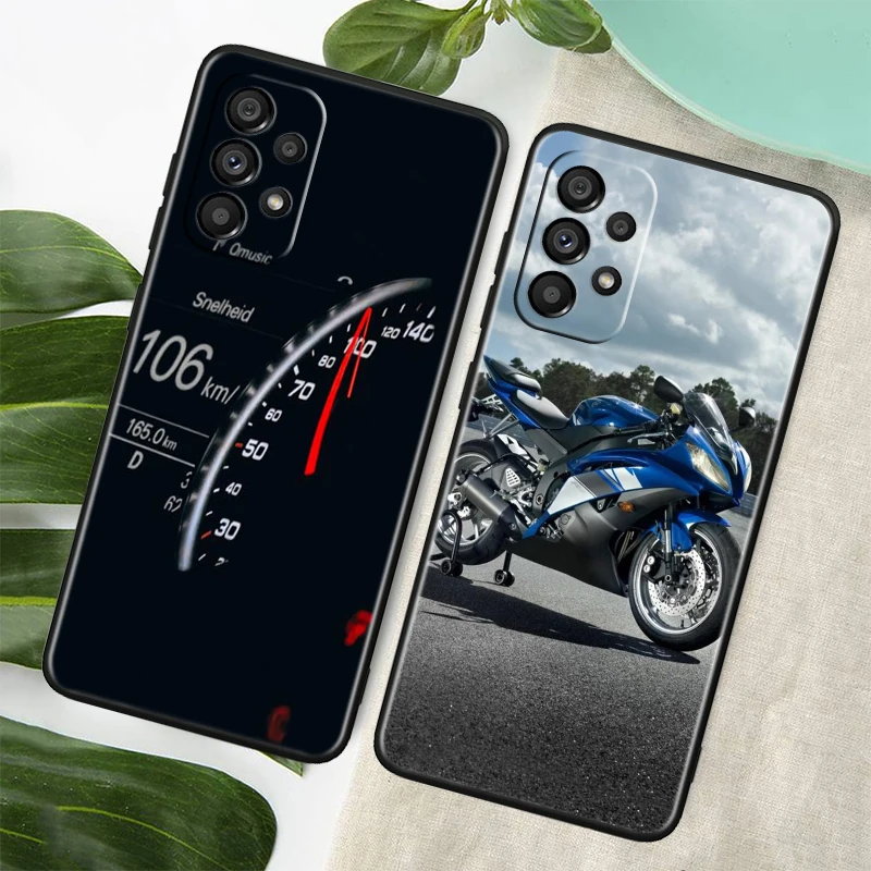 Sports Motorcycle Black Phone Case For Samsung A73 A72 A71 A54 A53 A13 A52 A51 A33 A32 A23 A21S A04 A03 5G