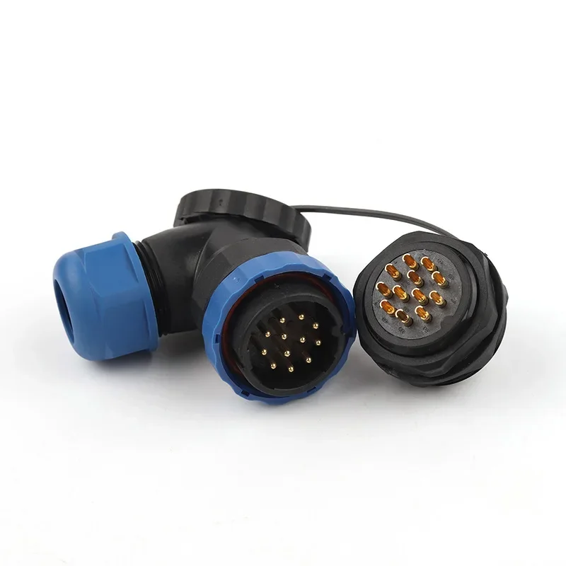 SP28 aviation connector Back Nut Port IP68 Waterproof 2-26 Pin Plug socket  90-degree Elbow Power L-type Electric connectors