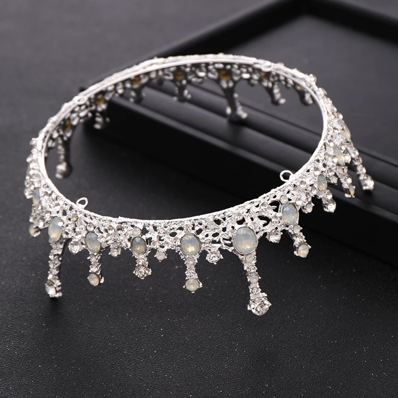 Baroque Rhinestone Crystal Queen Crown Wedding Tiara Bridal Diadem Silver Color Headpiece Crown Party Wedding Hair Accessories image 4