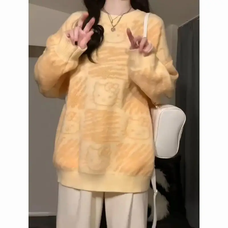 Sanrio bonito kawaii olá kitty fresco doce camisola versão coreana viajando engrossar inverno manter quente dos desenhos animados elegante novo