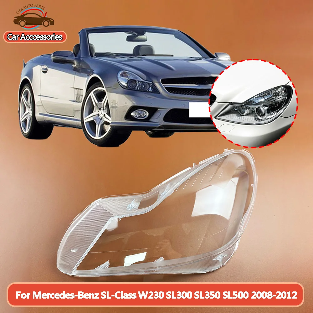 For Mercedes-Benz SL-Class W230 SL300 SL350 SL500 2008-2012 Accessories Vehicles Transparent PC Material Headlights Glass Shell