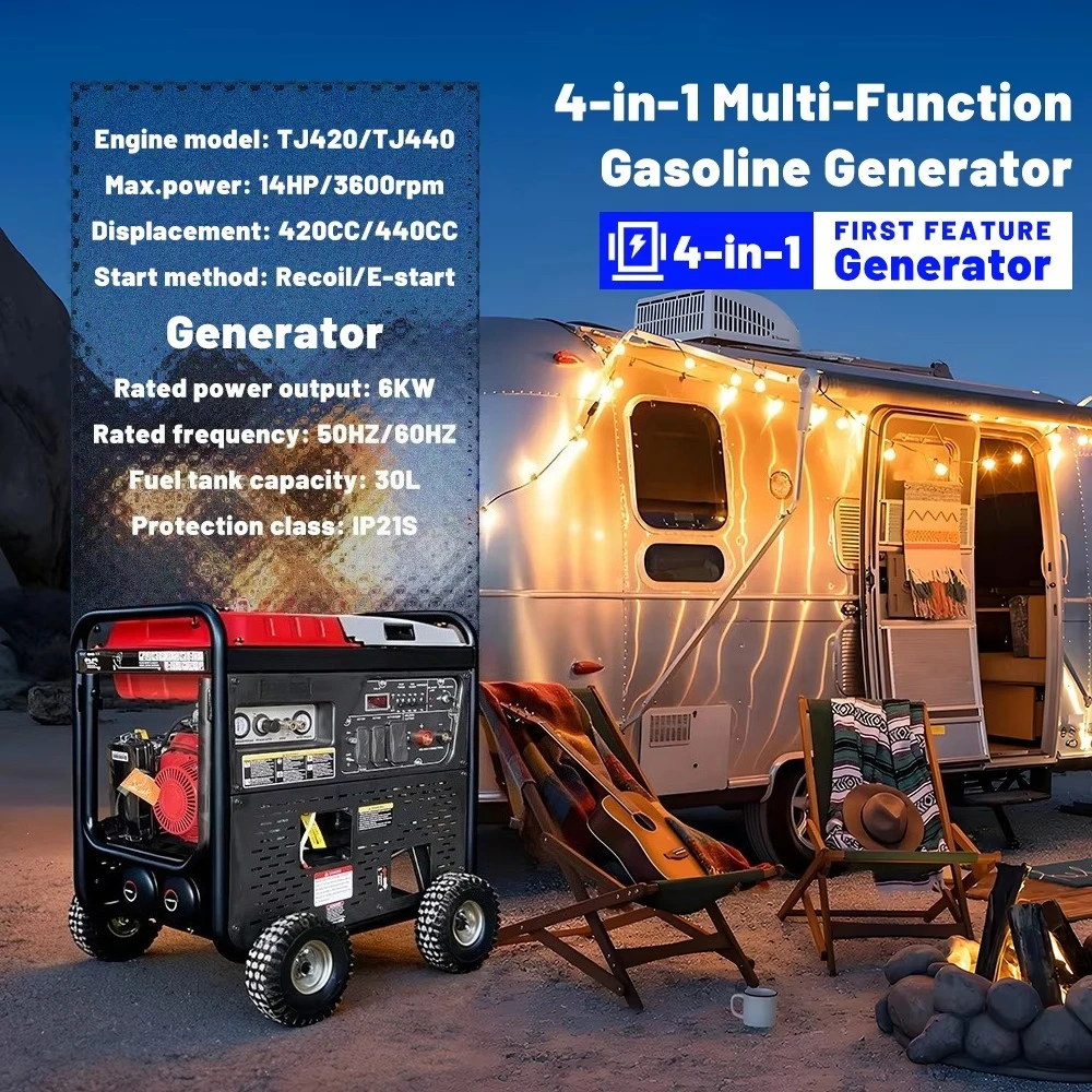 New Design 4-Stroke 4-in-1 Generator Combines 6Kw  Generator/Air Compressor/Welder/Plasma Cutter One Unit Recoil for