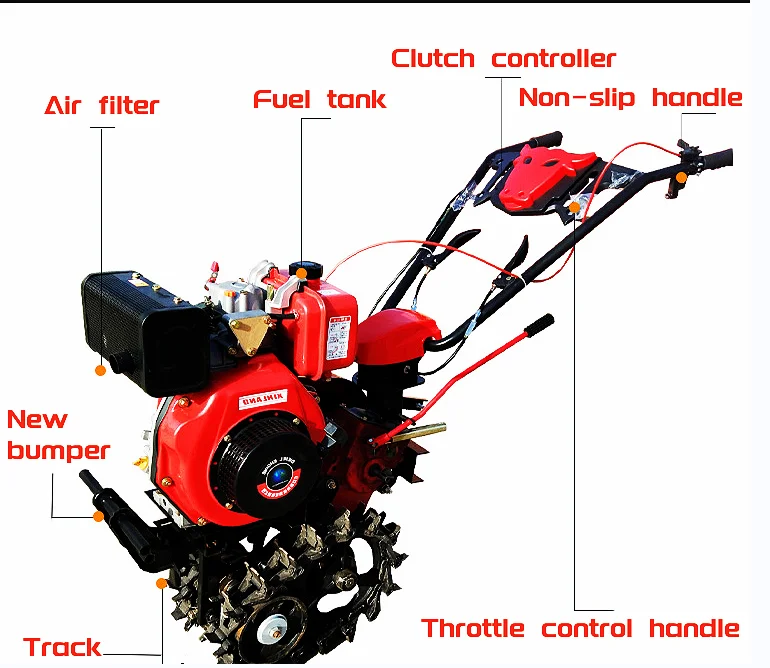 Multi-functional Chain Rail Diesel Tillage Machine Household Plowing Machine Plowing Ditching Machine Engine New Multifunctional