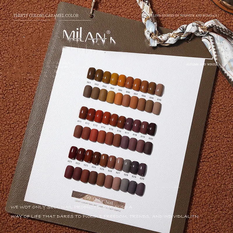 Eleanuos Amber Caramel 30pcs Gel Polish Semi Permanent Red Color Gel Nail Polish Shiny Autumn Winter Primer Salon Whitening