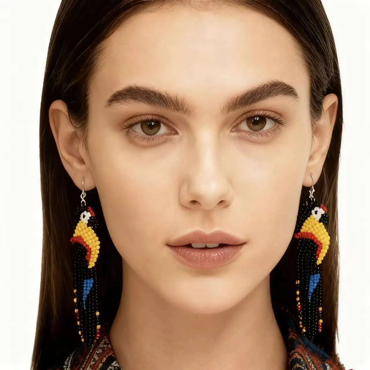ZGMXR  Rice bead earrings Parrot Tassel Pattern Bohemia Alloy Woman Fashion Simple Versatile Colorful Beaded earrings
