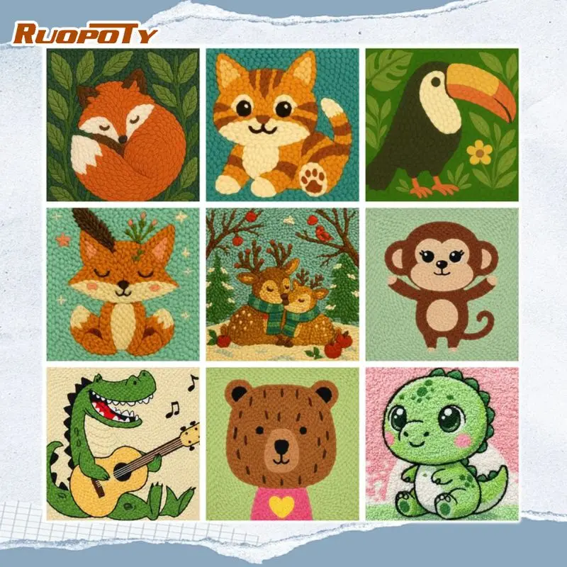 

RUOPOTY Framed Fox Punch Needle Frame Home Decor Gift Diy Crafts Animal Punch Needle Frame Living Room Decoration For Adults Beg