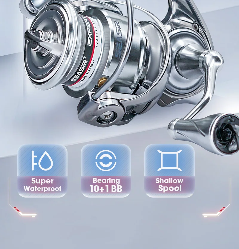 Seasir Expert Spining Angelrolle, ultralanger Wurf, 1500S-4000S, 10+1BB, 5,2:1 einteiliger Metall-Power-Griff, Süßwasser, Salzwasser – Detail 2