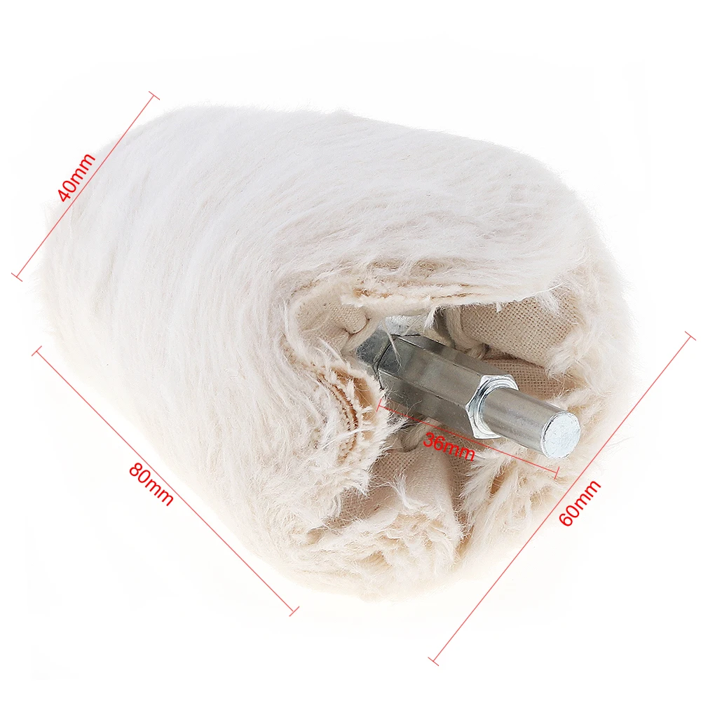 Tampone in cotone per lucidatura a specchio con mola in tessuto bianco a forma di cono da 3 pollici con diametro del gambo di 6mm per la lucidatura di superfici