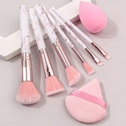 6 pink marble brush set Complete makeup tools Ultra soft sponge set Air Cushion Powder puff Complete portable makeup tools