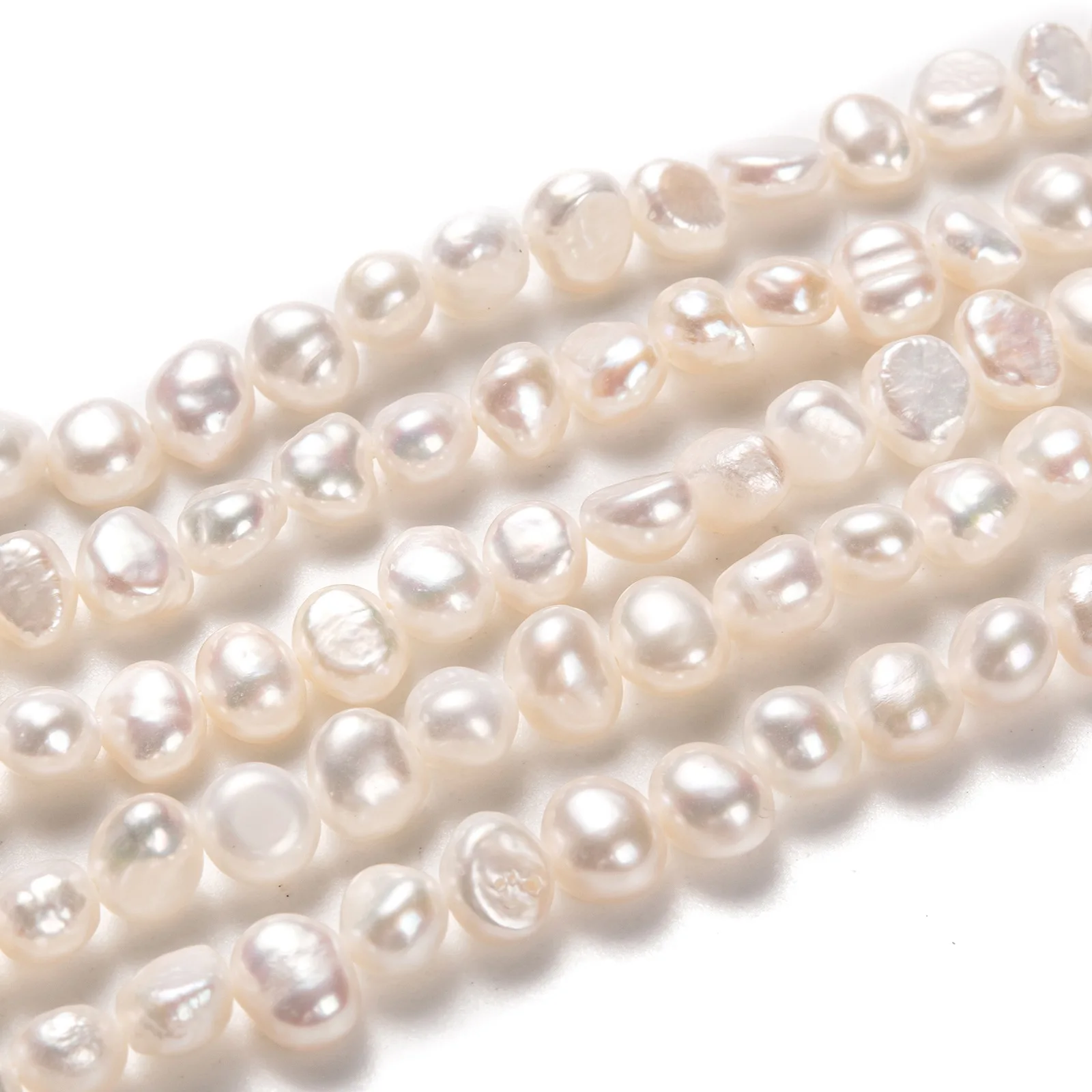 58pcs/strand Natural Cultured Freshwater Pearl Beads Potato Shapes 5~7x6~8mm For Necklace Earring Jewelry Making Accessories