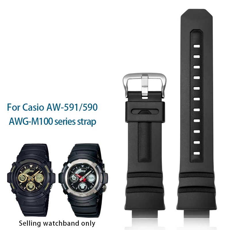 16mm Silicone Resin Watch Band For Casio G-shock Aw-591/590/5230/282b Awg-m100/101G-7700/7710 Hand Bracelet Strap