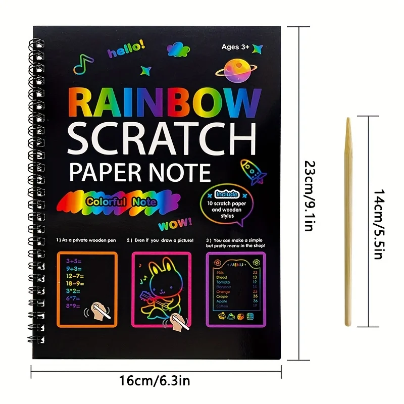 1pc youth rainbow scratch art notebook, creative set, perfect for birthday gifts and party presents