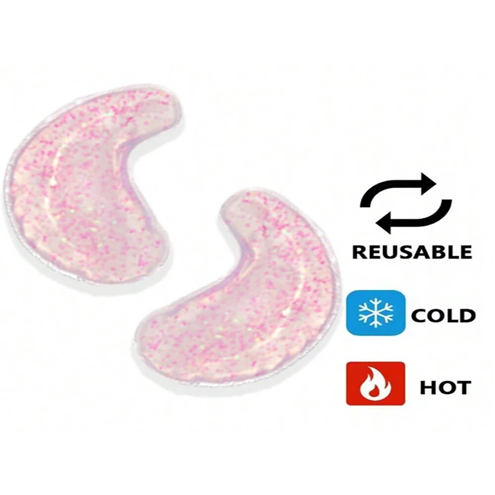 2 Pieces Reusable Gel Eye Ice Pack Cooling Eye Pad Hot & Cold Care For Eyes, Dark Circles, Smooth Fine Lines Gel Eye Mask